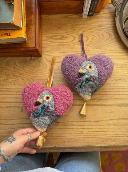 lucky pigeon charm (pink tweed)