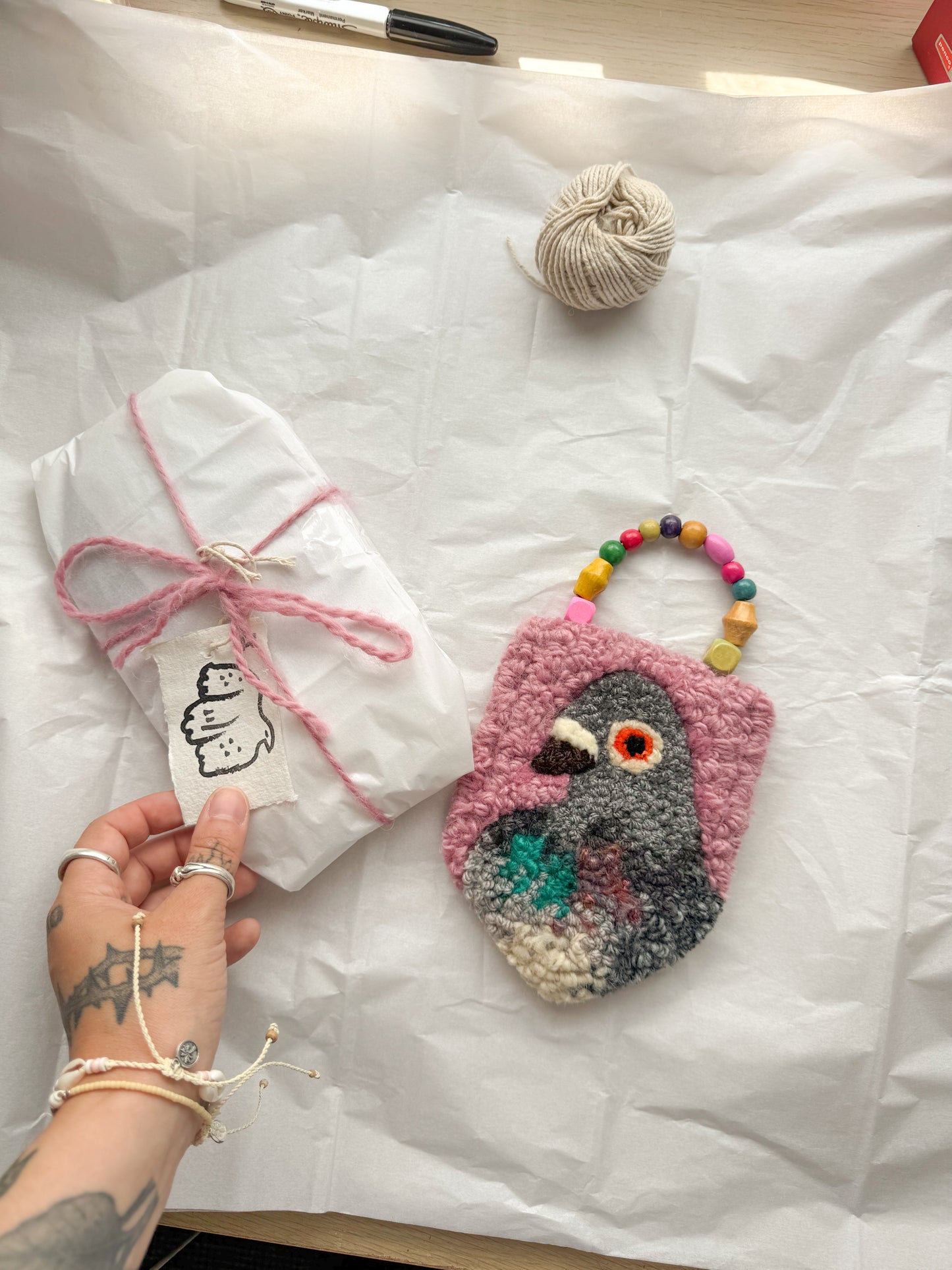 Beaded pidgey (dusty pink)