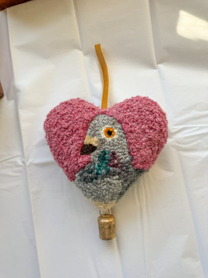 lucky pigeon charm (pink tweed)