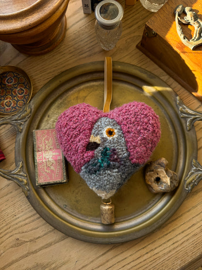 lucky pigeon charm (pink tweed)