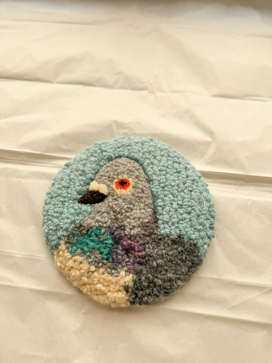 Pigeon portrait (washed teal)