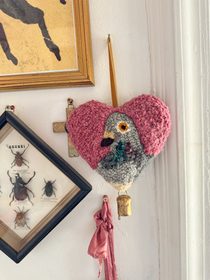 lucky pigeon charm (pink tweed)