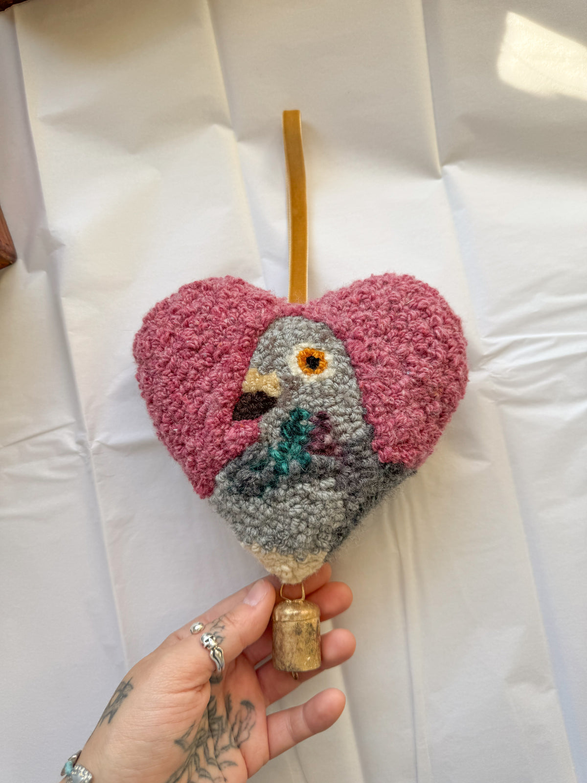 lucky pigeon charm (pink tweed)