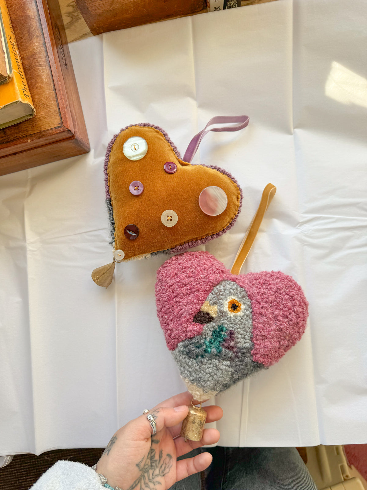 lucky pigeon charm (pink tweed)