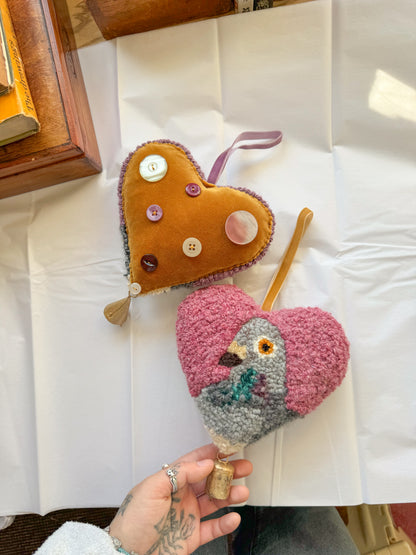 lucky pigeon charm (pink tweed)