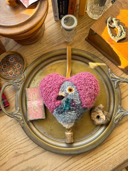 lucky pigeon charm (pink tweed)