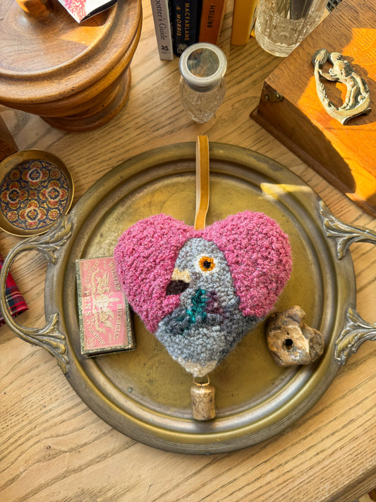 lucky pigeon charm (pink tweed)
